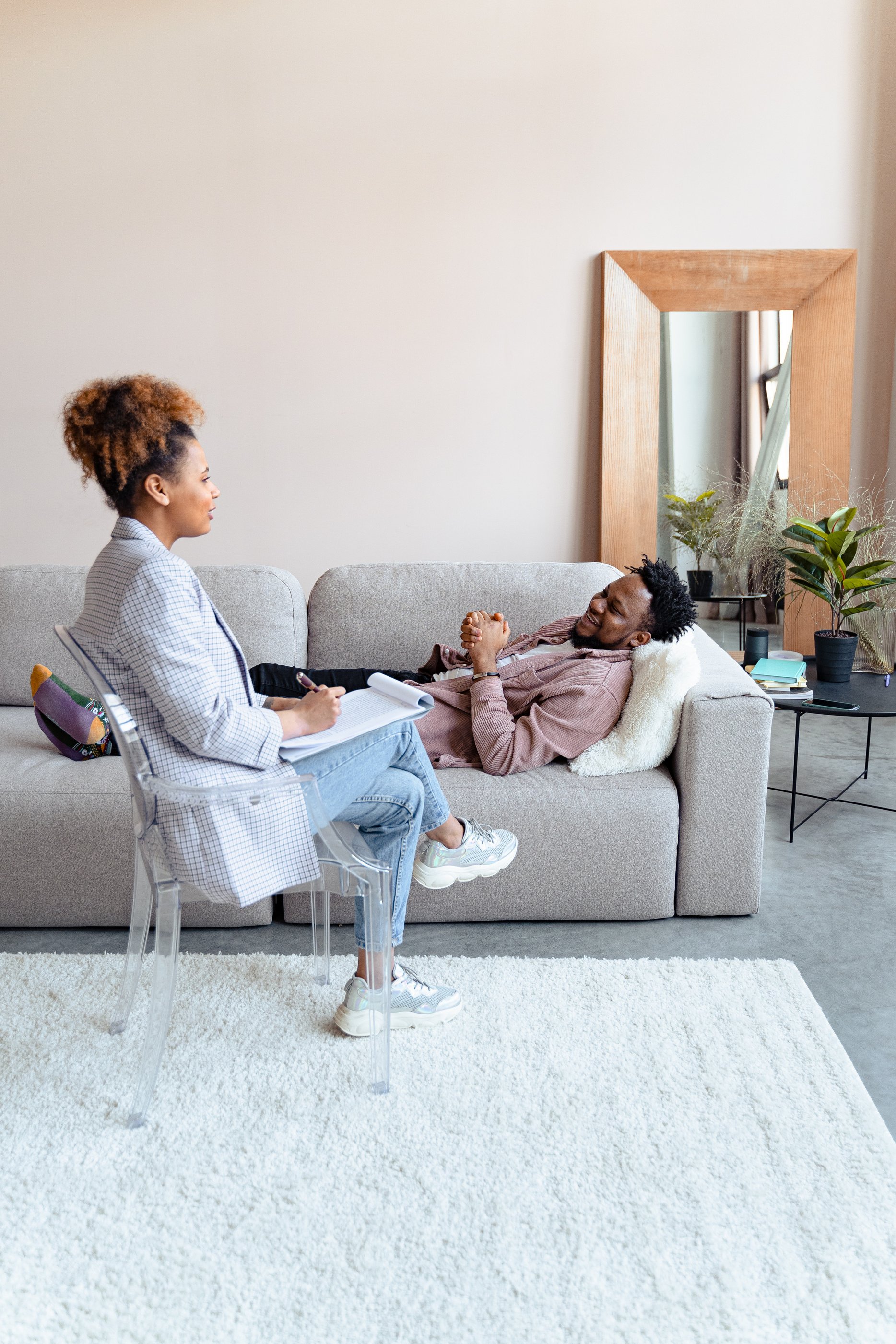 Man in a Psychotherapy Session with a Psychologist